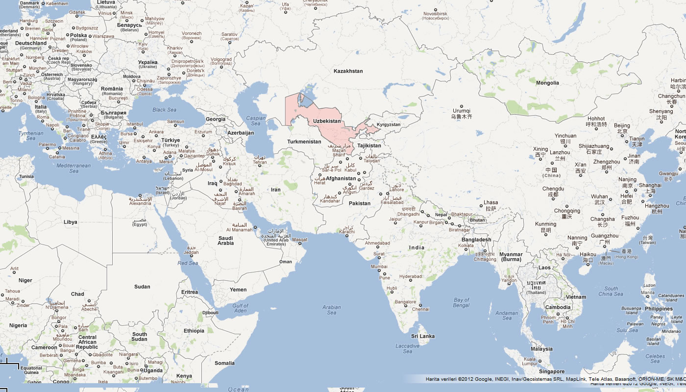 carte du Ouzbékistan asie